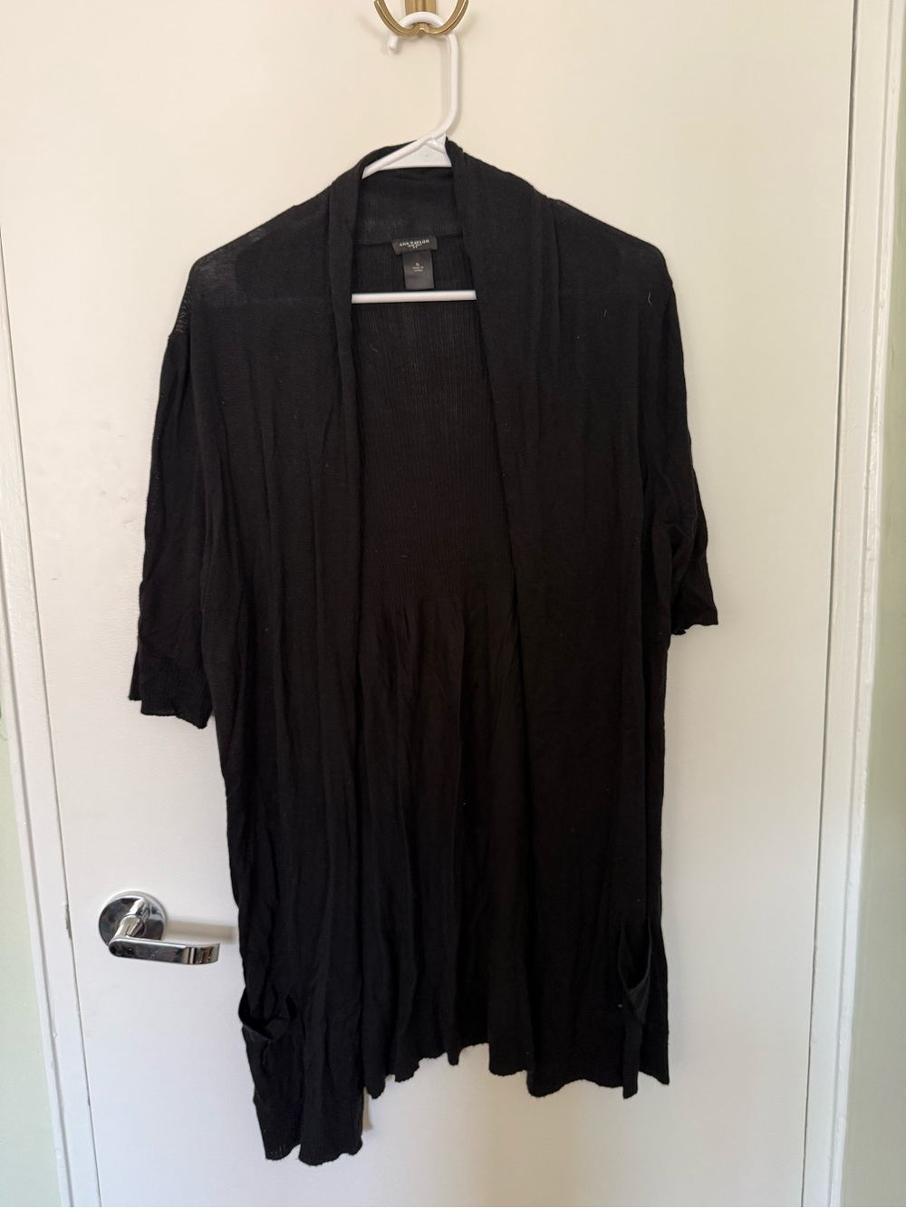 Cable & Gauge Black Open Drape Short-Sleeve Cardigan